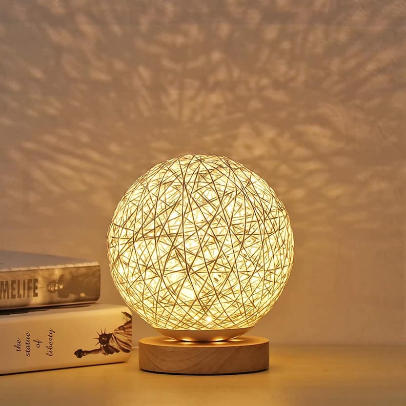 Rotan Ball Lamp - Rattan Ball Table Lamp 30 cm with Dimming Function