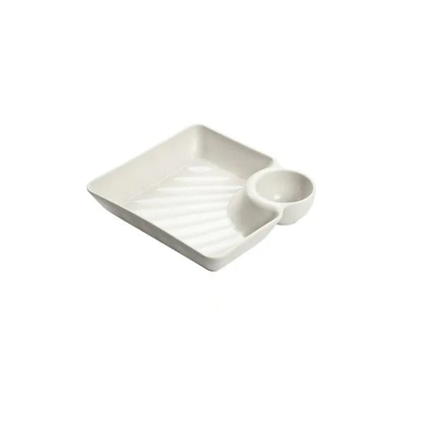 Dip Plate - Plate with Separate Sauce Compartment for Clean Eating