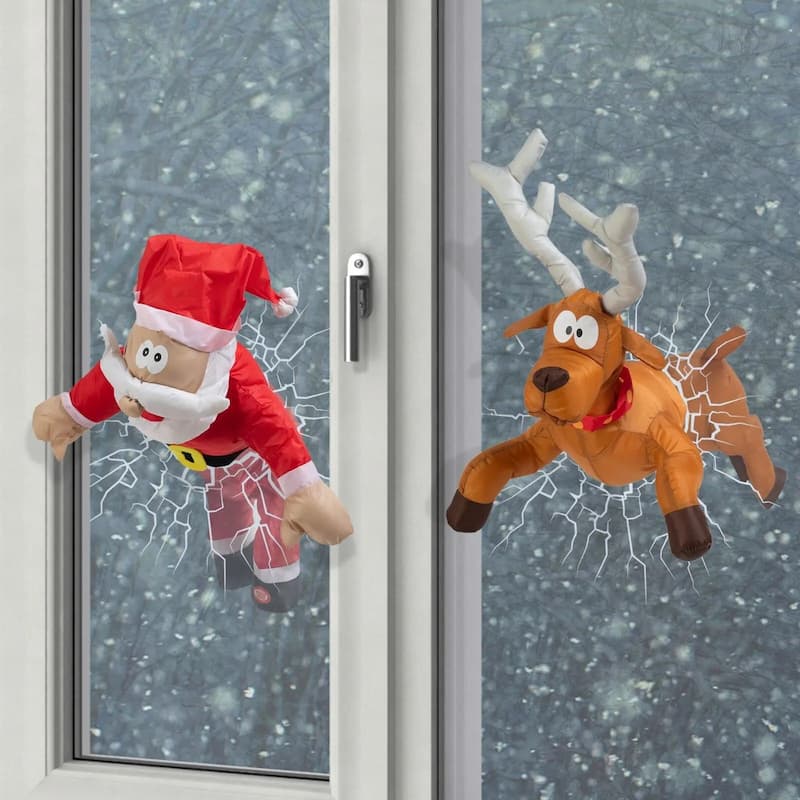 ChristmasCrash - Funny Santa Crash Window Decoration — For Home & Office During Christmas Time