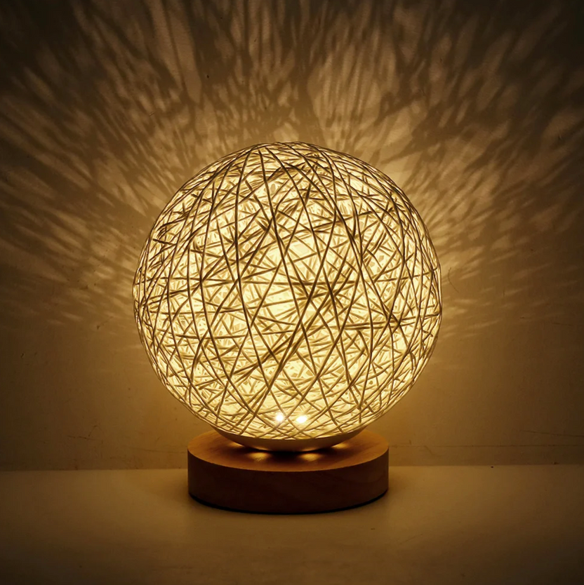 Rotan Ball Lamp - Rattan Ball Table Lamp 30 cm with Dimming Function
