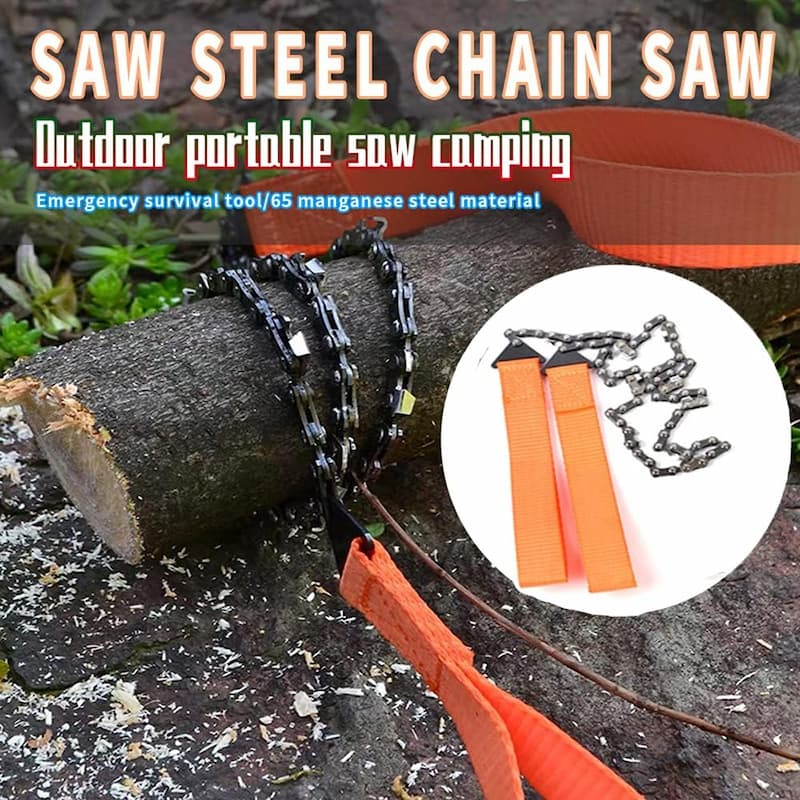 Hand Chain Saw - Stainless Steel 65 Mn – Foldable with Belt Pouch