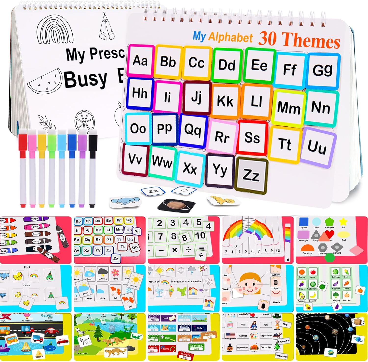 Busy Book - Montessori Learning Book | Learning Folder for Preschoolers with 30 Topics