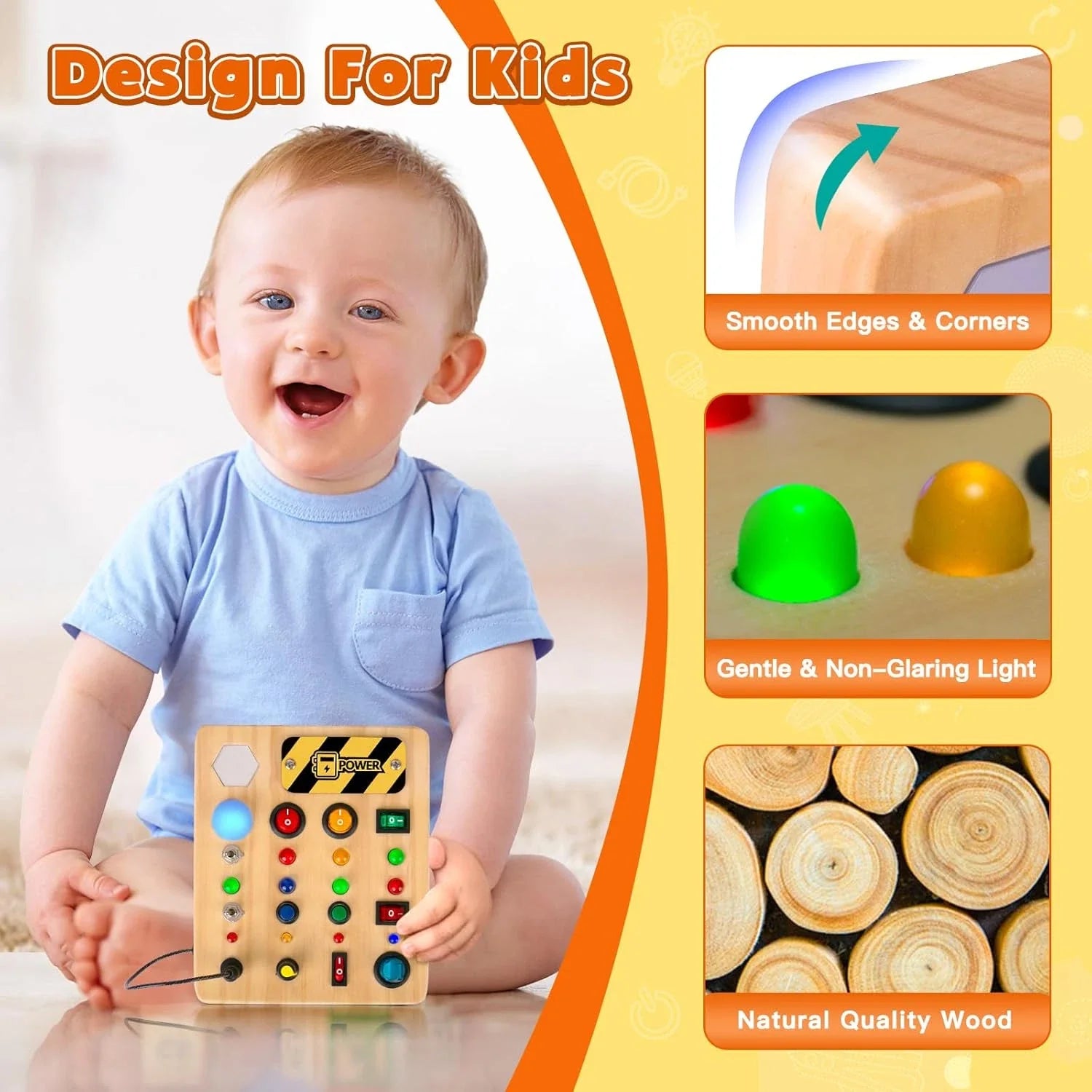 Stimulus Board - Montessori Sensory Switch Toy Made of Wood