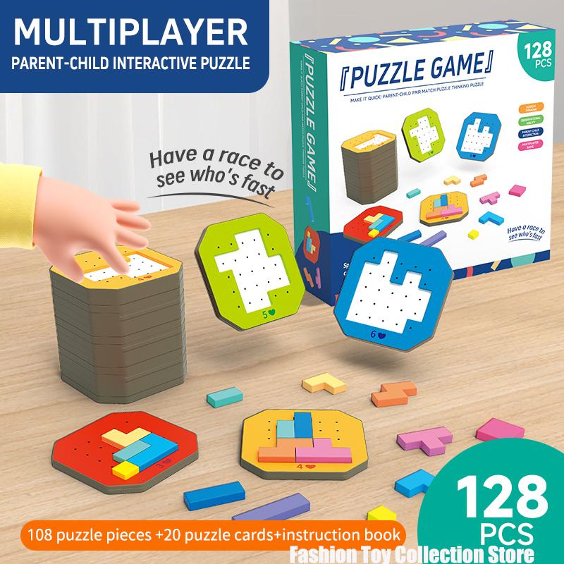 Shape Puzzles - Logic Puzzle Game with 108 Colorful Pieces and 20 Challenge Cards