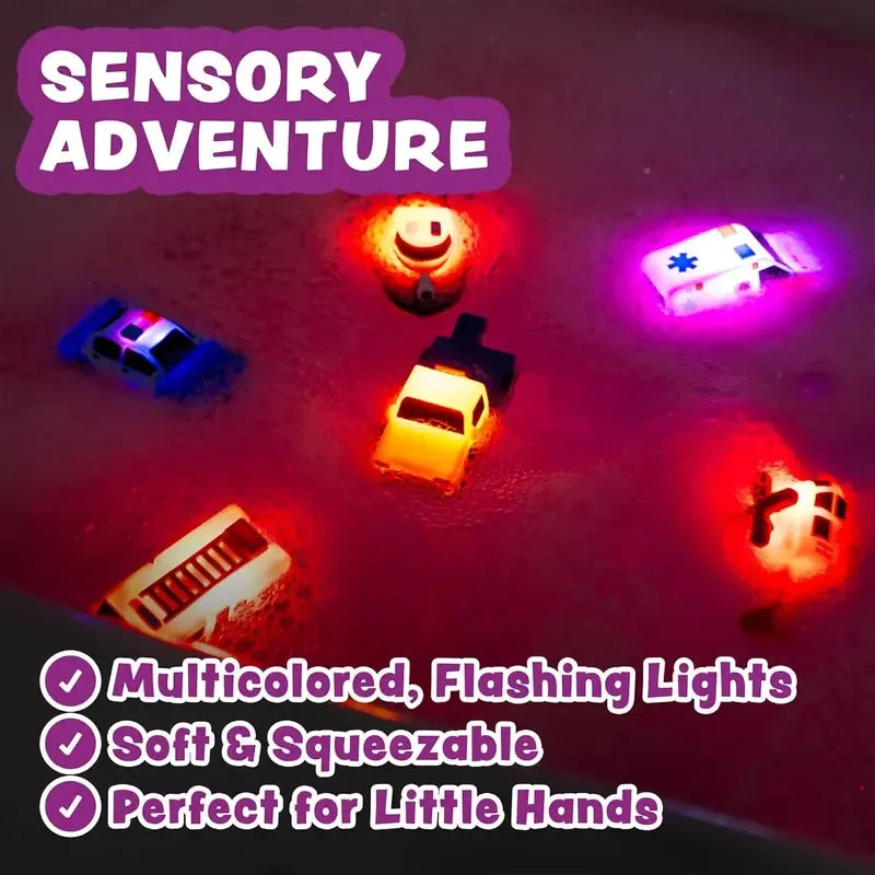 Bath Cars - Glowing Rescue Vehicle Bath Toys – Water-Activated LED Cars