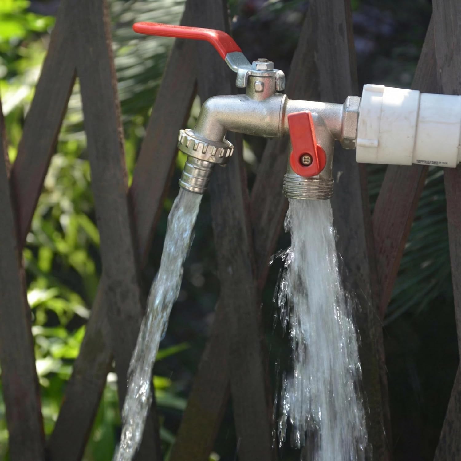 Double Garden Faucet - Double Water Tap Stainless Steel with 2 Outlets