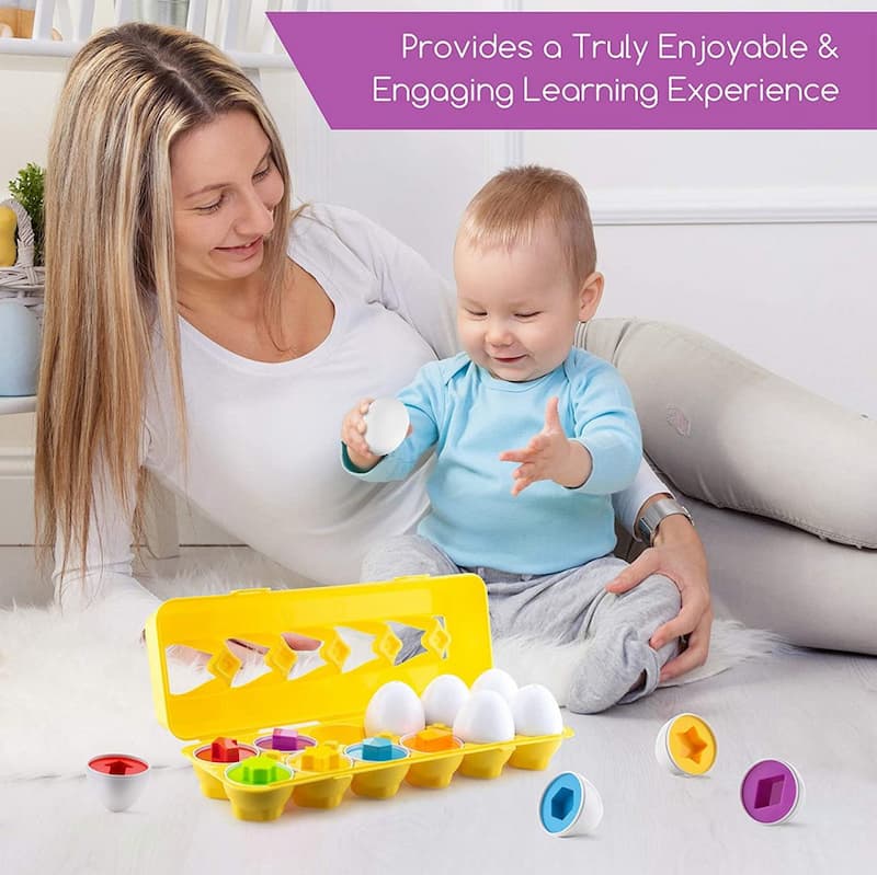 Egg Shapes - Montessori Egg Toy – Puzzle for Sorting by Color and Shape for Toddlers: Promoting Fine Motor Skills