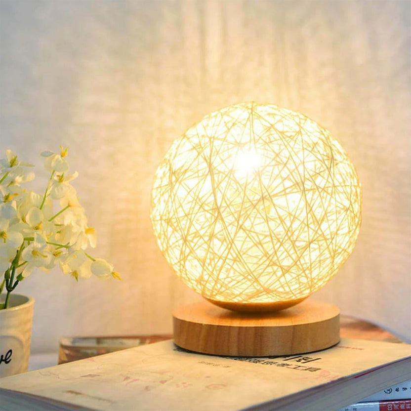 Rotan Ball Lamp - Rattan Ball Table Lamp 30 cm with Dimming Function
