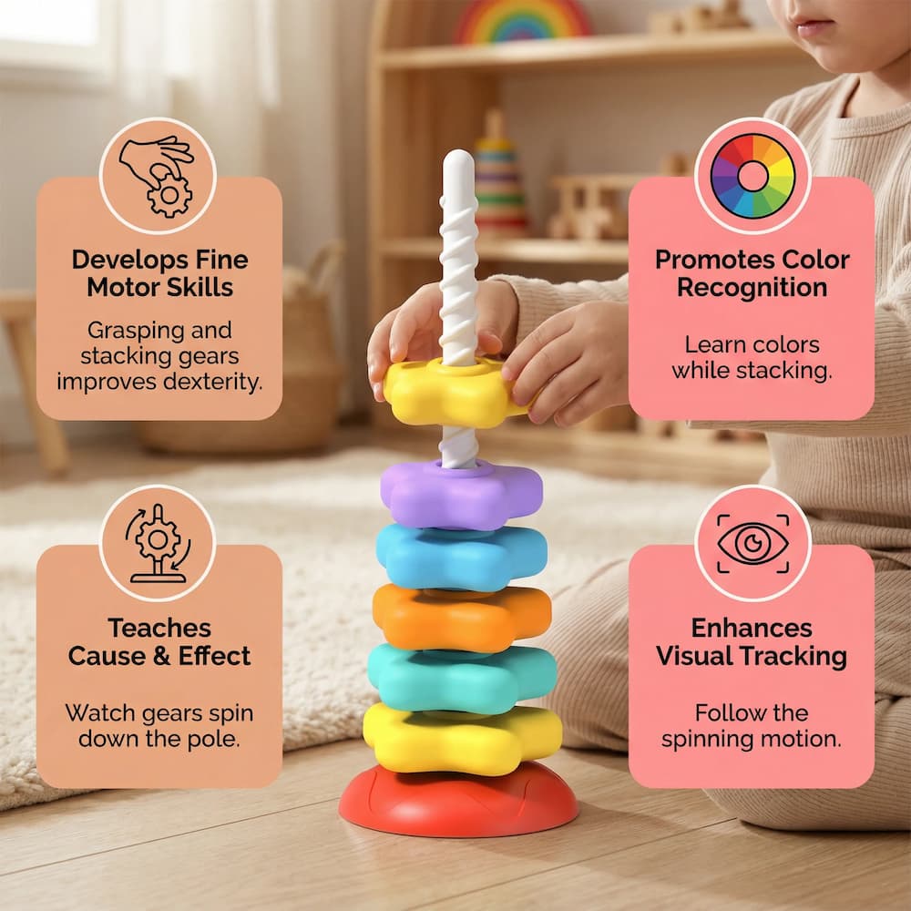 Spinning Rainbow Tower Toy