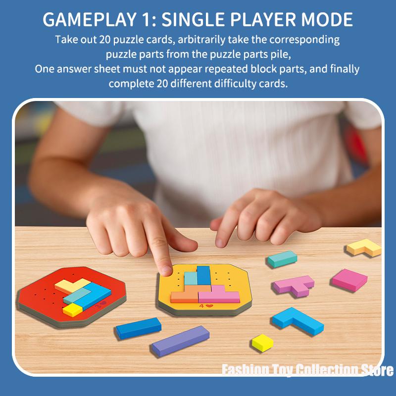 Shape Puzzles - Logic Puzzle Game with 108 Colorful Pieces and 20 Challenge Cards