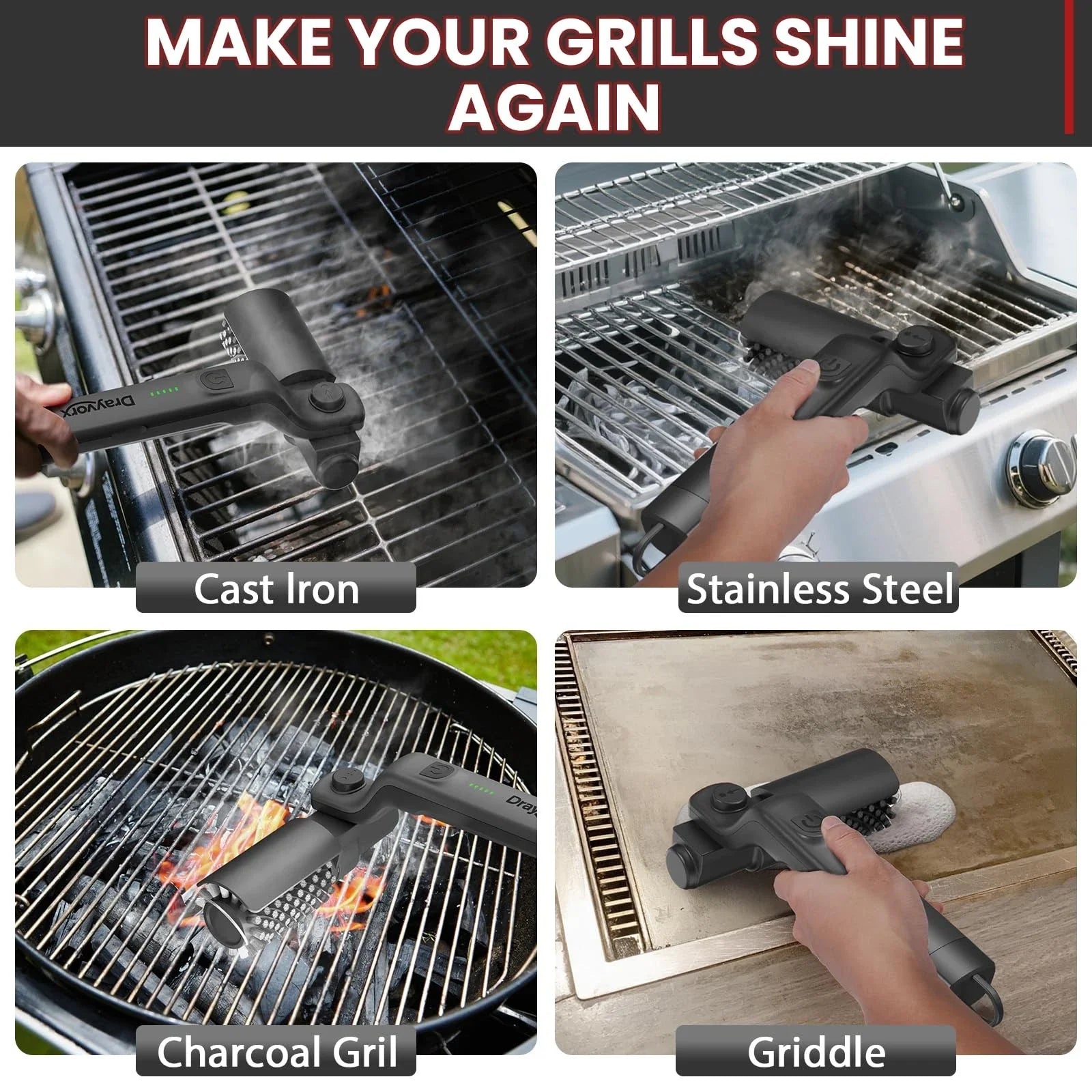 Electric BBQ Grill Brush - The Most Effective Way to Clean Your Grill | Cordless and Rechargeable