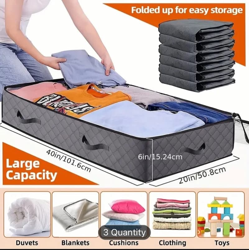 Bed Storage - Under-Bed Storage Bags – Space-Saving & Foldable (Set of 2)