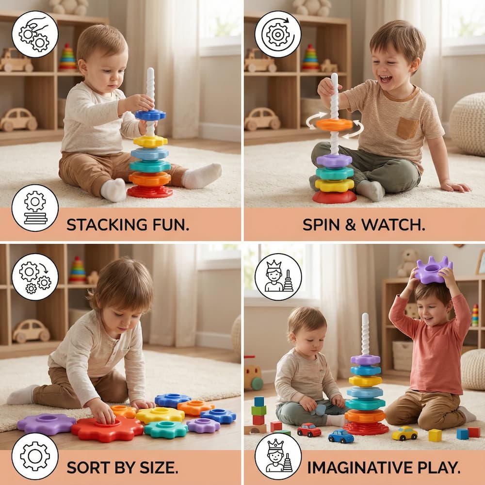 Spinning Rainbow Tower Toy