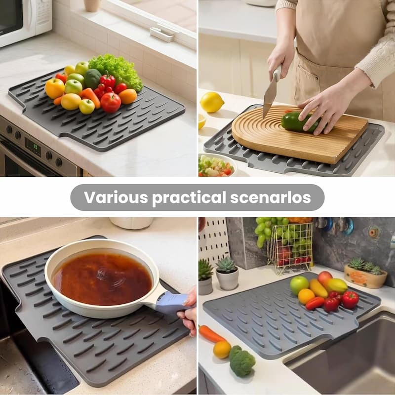 DrainMat - Silicone Drying and Heat Protection Mat — Flexible & BPA-free