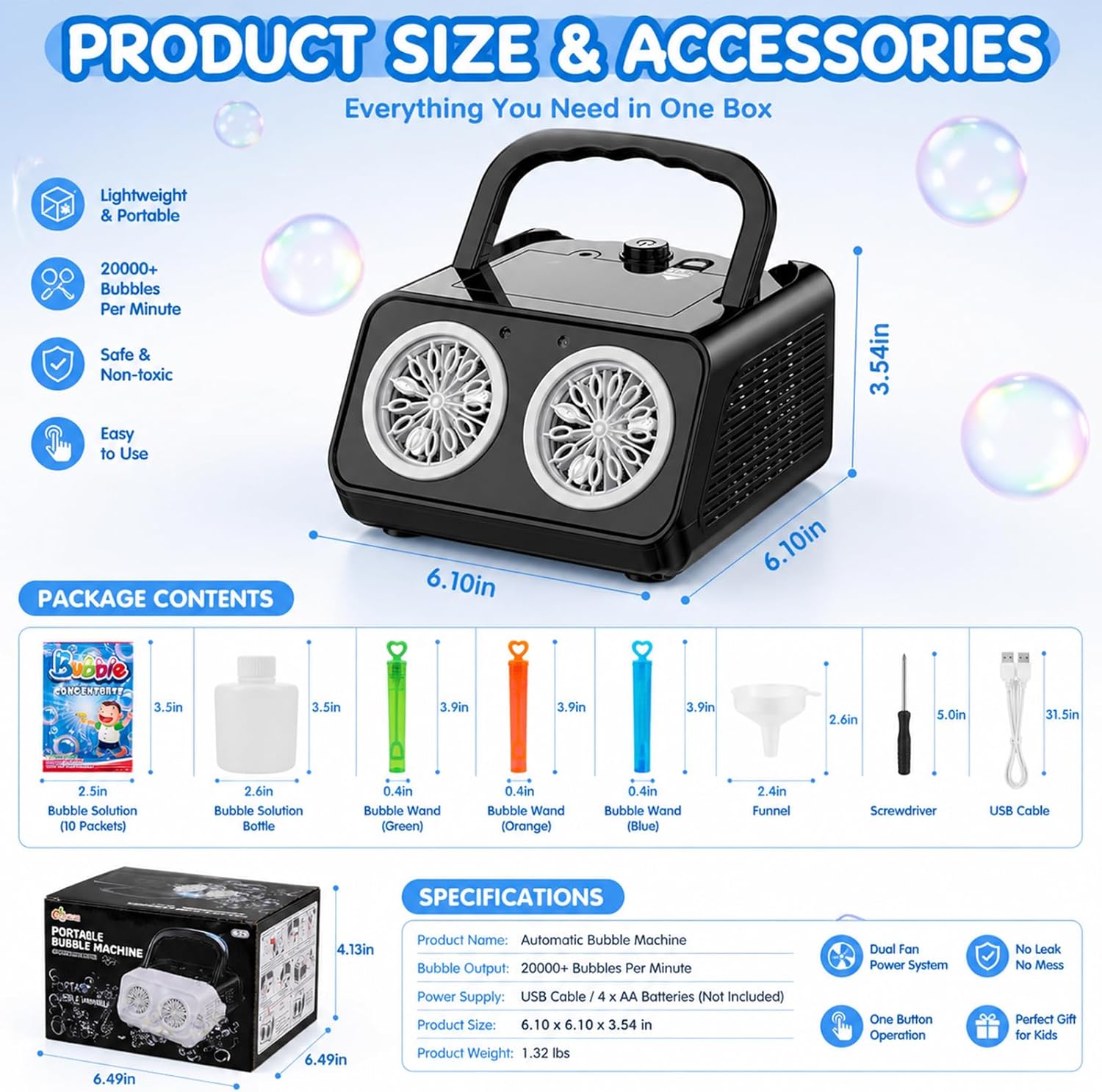 Bubble Blaster - Enchant every garden party with a "Bubble Storm" featuring two discs