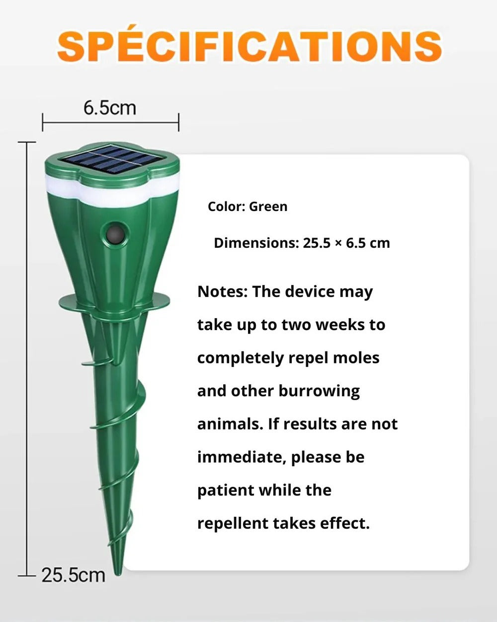 Mole Repeller - Solar-Powered, Waterproof Mole Repeller