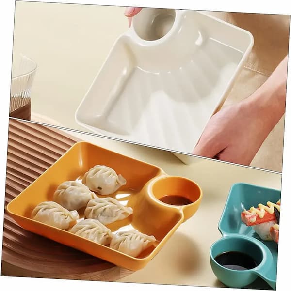Dip Plate - Plate with Separate Sauce Compartment for Clean Eating