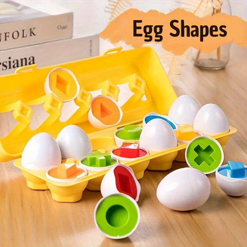 Egg Shapes - Montessori Egg Toy – Puzzle for Sorting by Color and Shape for Toddlers: Promoting Fine Motor Skills