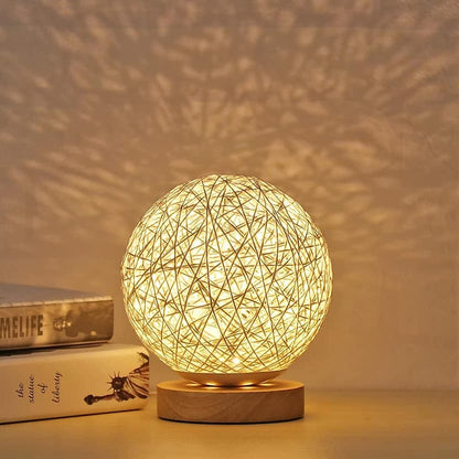 Rotan Ball Lamp - Rattan Ball Table Lamp 30 cm with Dimming Function