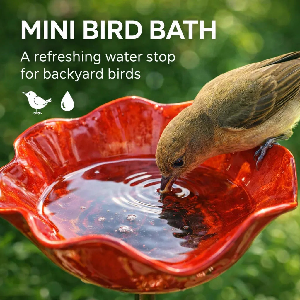 Flower Bath - Flower-Shaped Metal Sculpture for the Garden that Attracts Birds and Insects