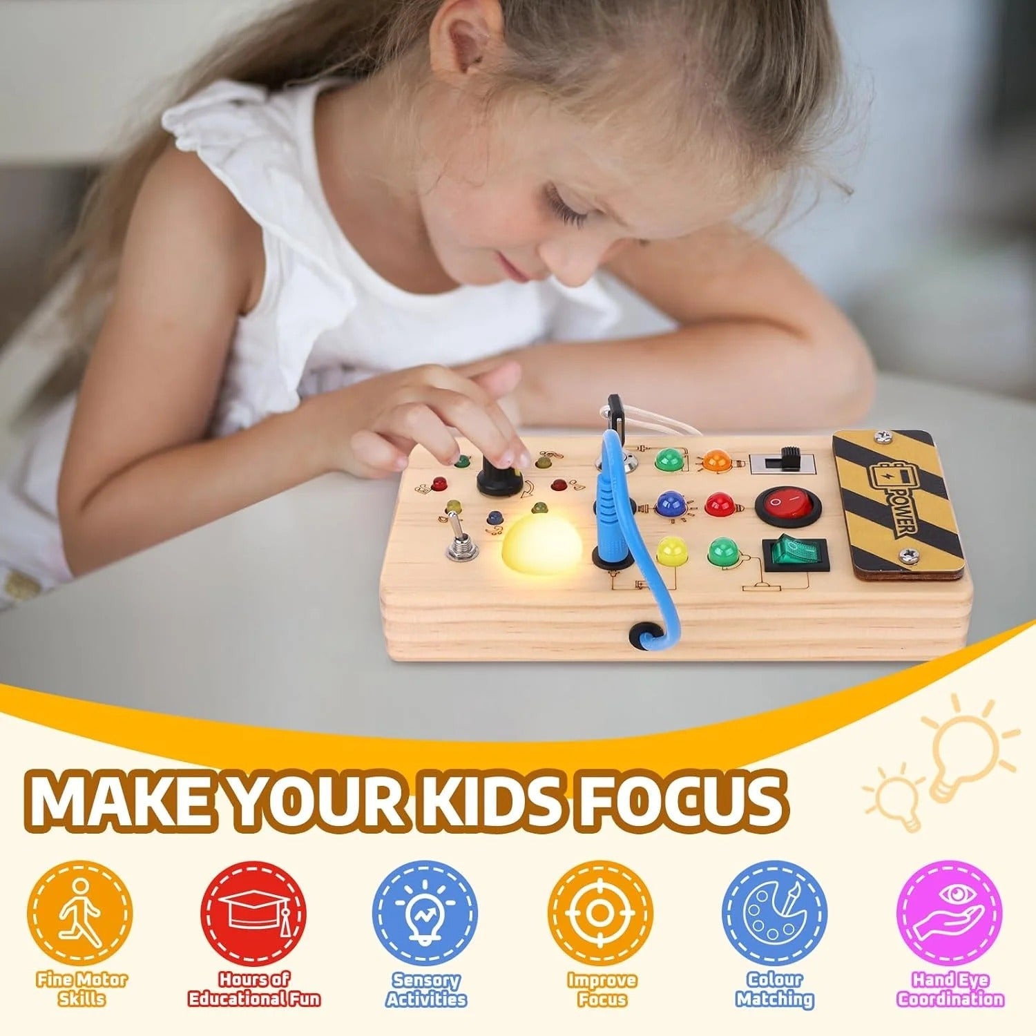 Stimulus Board - Montessori Sensory Switch Toy Made of Wood