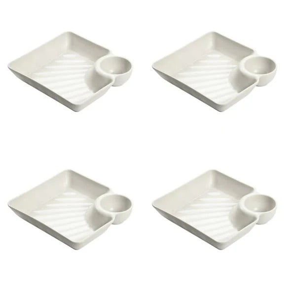Dip Plate - Plate with Separate Sauce Compartment for Clean Eating