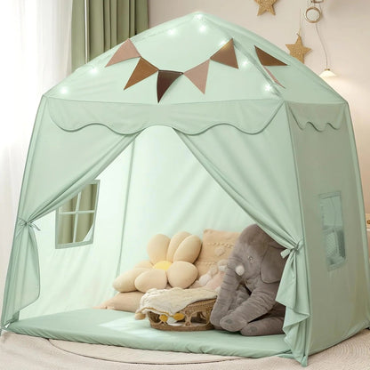 Kids Play Tent - Play Tent with Star Lights and Flags