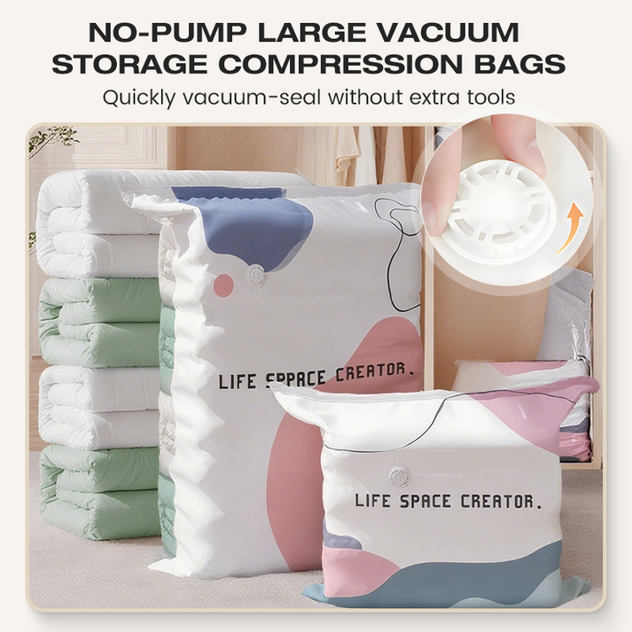 Storage Bags - Large Vacuum Compression Bags Without Pump