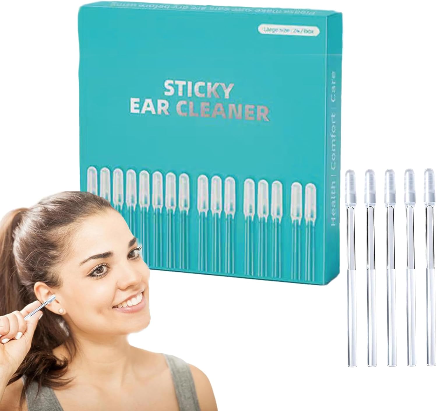 Sticky Ear Cleaner - Soft Rubber Ear Cleaning Swabs [24 Pieces]