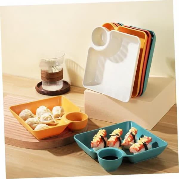 Dip Plate - Plate with Separate Sauce Compartment for Clean Eating