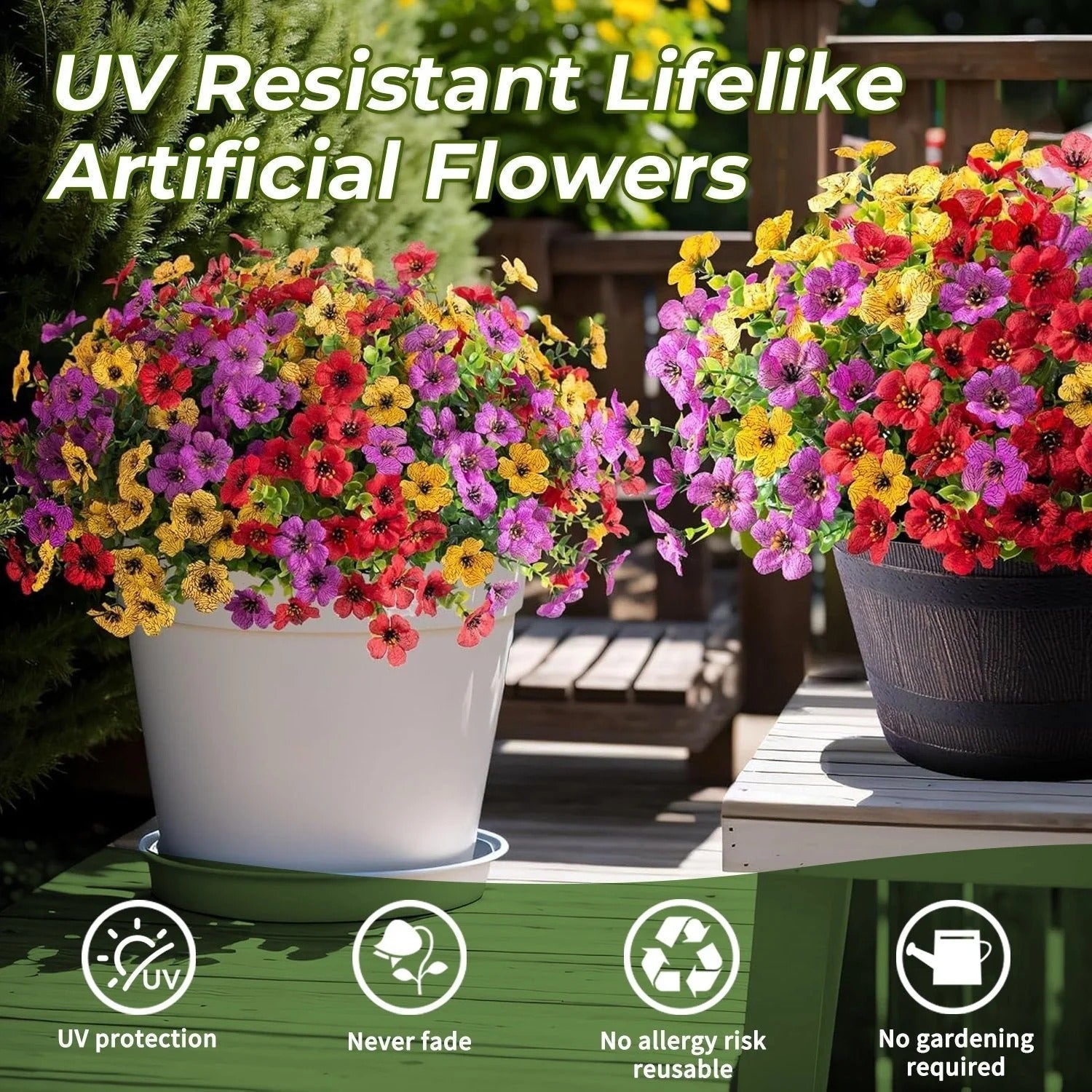 Flower Bush - Realistic, UV-Resistant Decorative Flowers