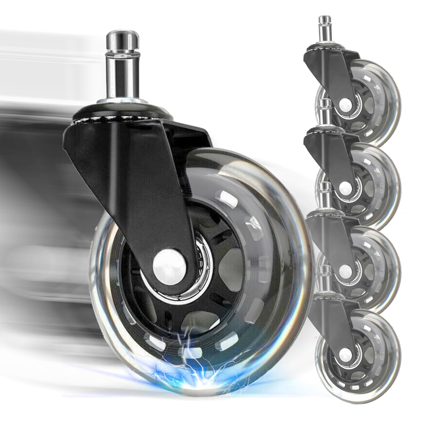 Smooth-rolling casters suitable for laminate floors [Set of 5]