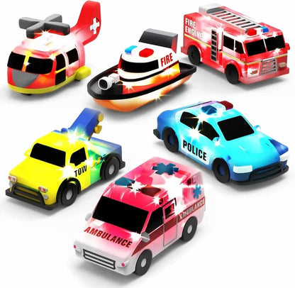 Bath Cars - Glowing Rescue Vehicle Bath Toys – Water-Activated LED Cars
