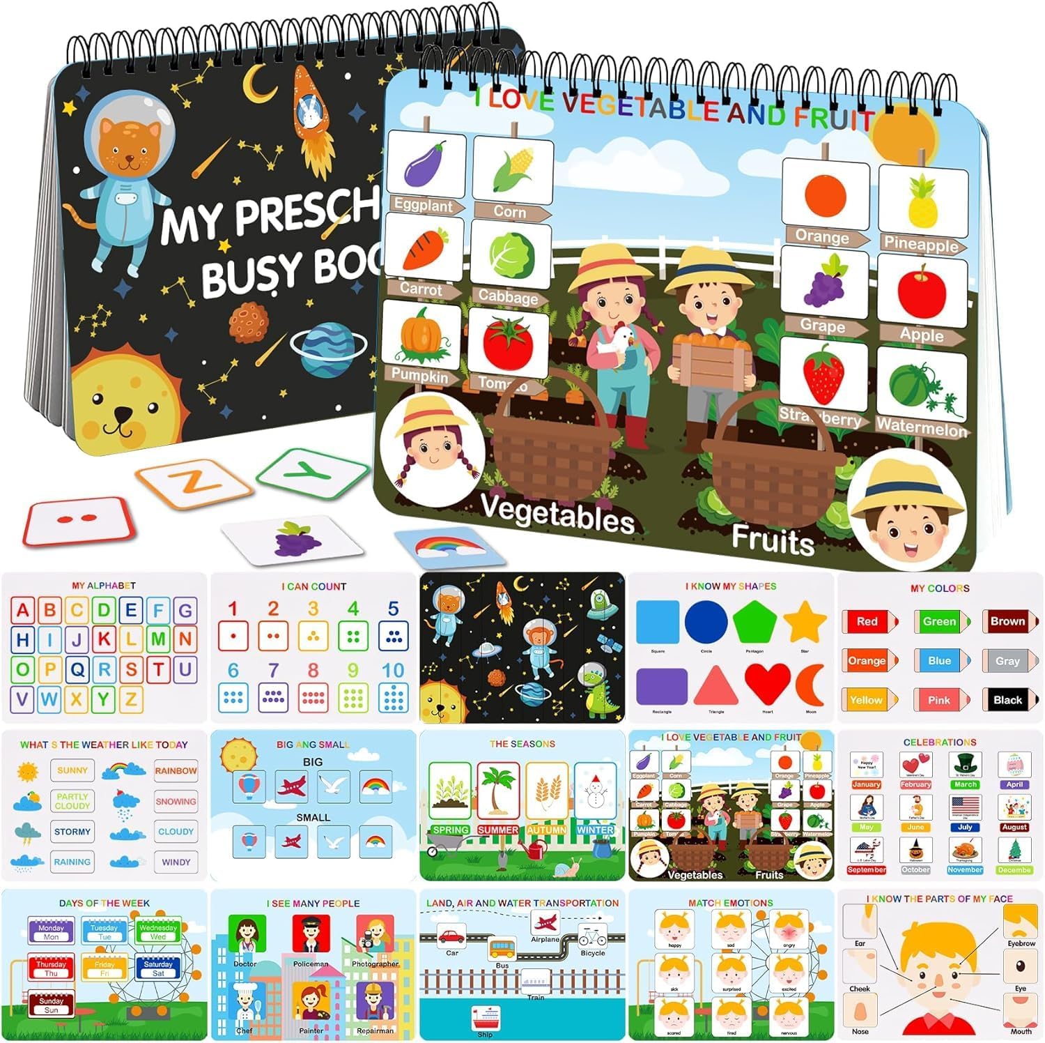 Busy Book - Montessori Learning Book | Learning Folder for Preschoolers with 30 Topics