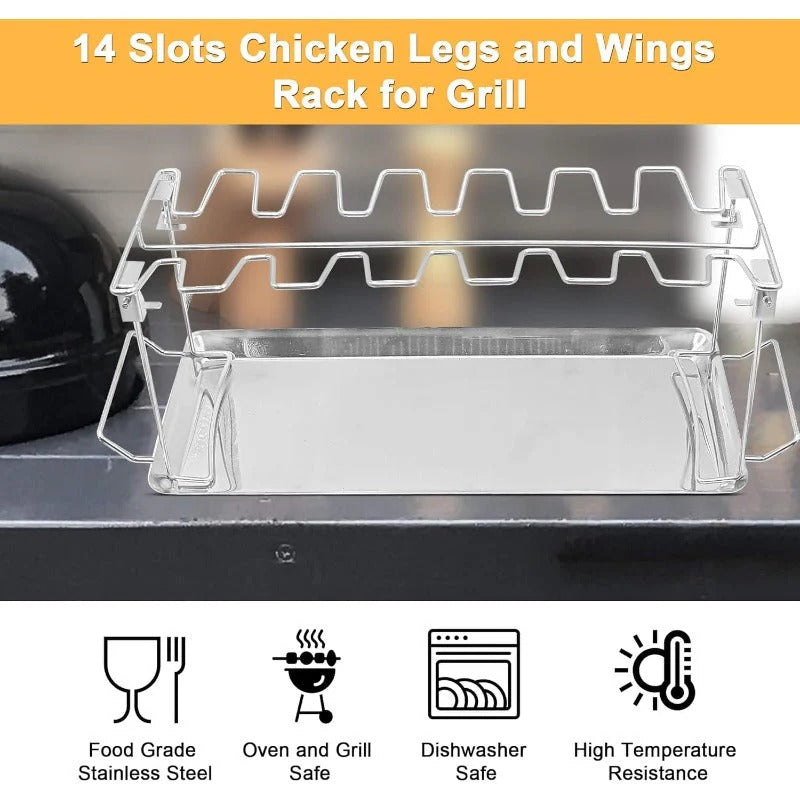 Grill Rack - Collapsible Grill Stand for Chicken Legs