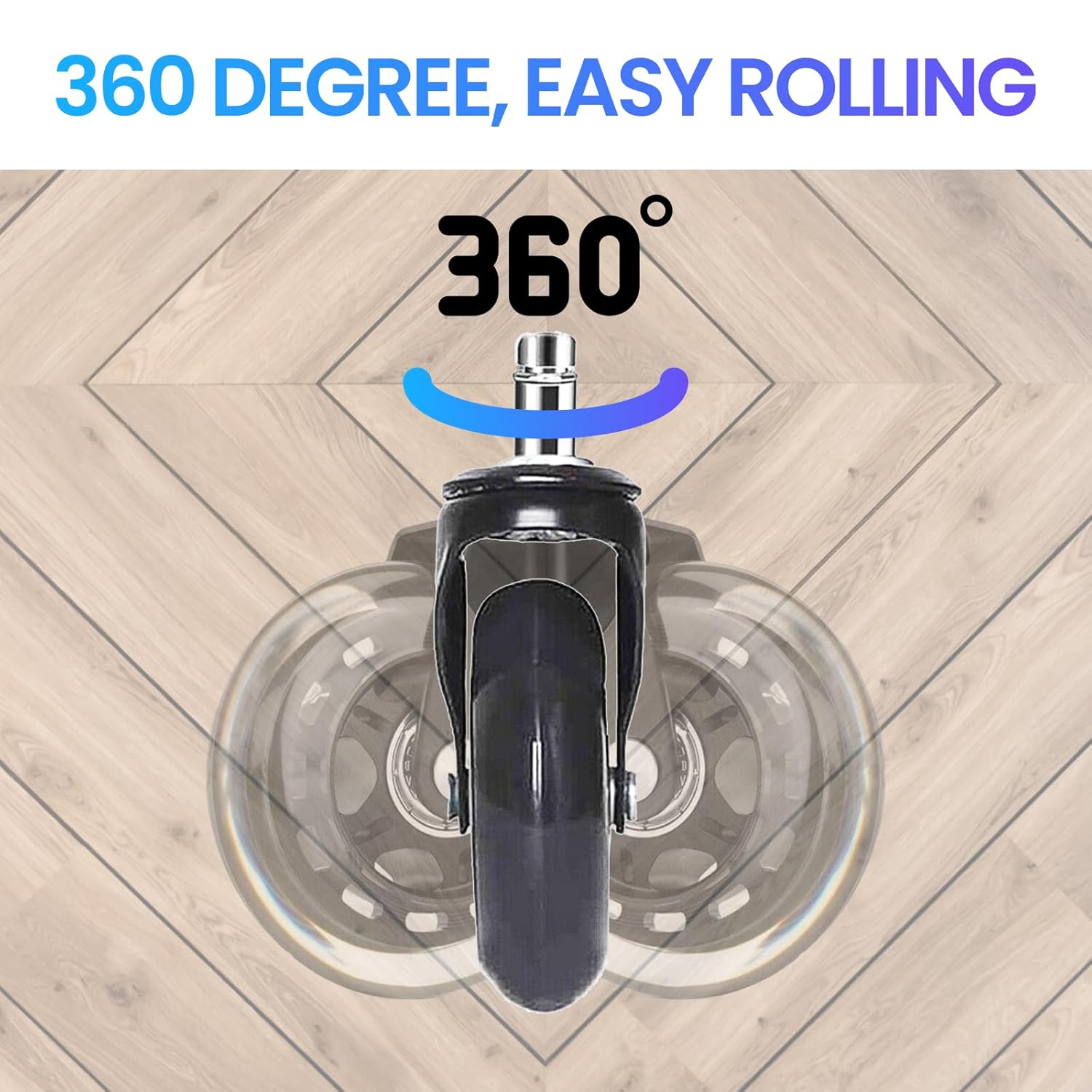 Smooth-rolling casters suitable for laminate floors [Set of 5]
