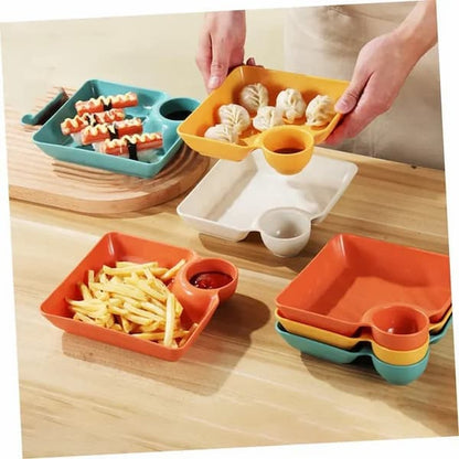 Dip Plate - Plate with Separate Sauce Compartment for Clean Eating