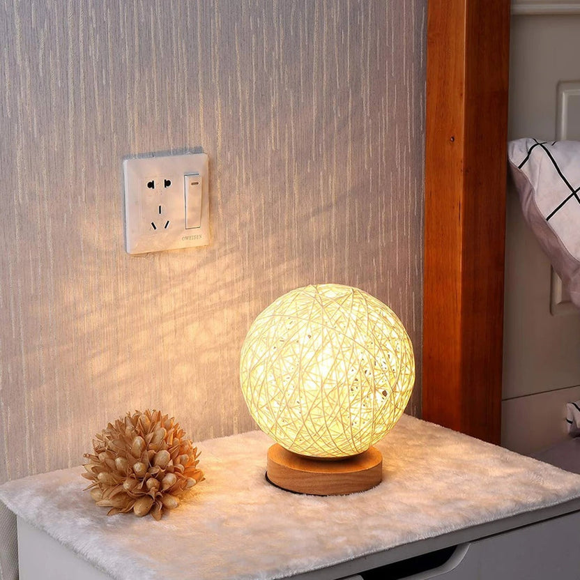 Rotan Ball Lamp - Rattan Ball Table Lamp 30 cm with Dimming Function