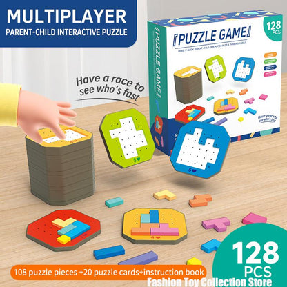 Shape Puzzles - Logic Puzzle Game with 108 Colorful Pieces and 20 Challenge Cards