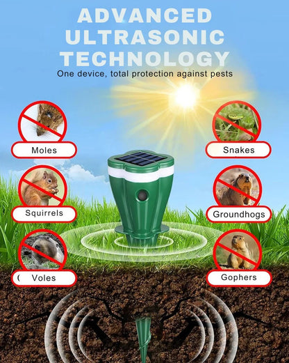 Mole Repeller - Solar-Powered, Waterproof Mole Repeller