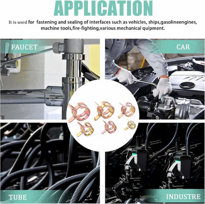 SpringClamp - Set with 100 elastic metal clamps for hoses – Diameter 6–22 mm