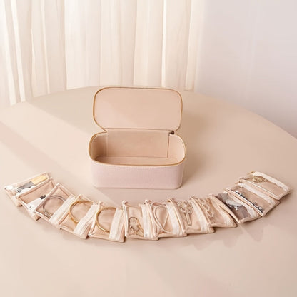 Jewellery Case - Travel Jewelry Box with 12 Velvet Pouches – Tangle-Free