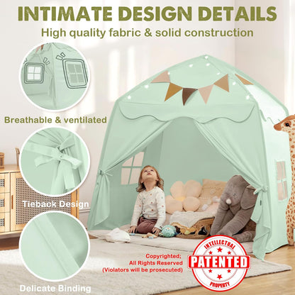 Kids Play Tent - Play Tent with Star Lights and Flags
