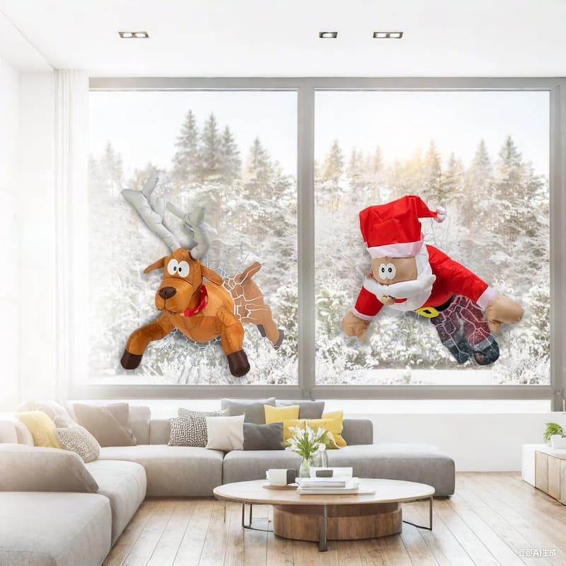 ChristmasCrash - Funny Santa Crash Window Decoration — For Home & Office During Christmas Time