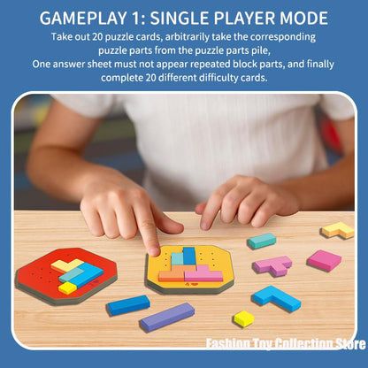 Shape Puzzles - Logic Puzzle Game with 108 Colorful Pieces and 20 Challenge Cards