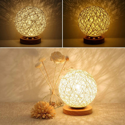 Rotan Ball Lamp - Rattan Ball Table Lamp 30 cm with Dimming Function