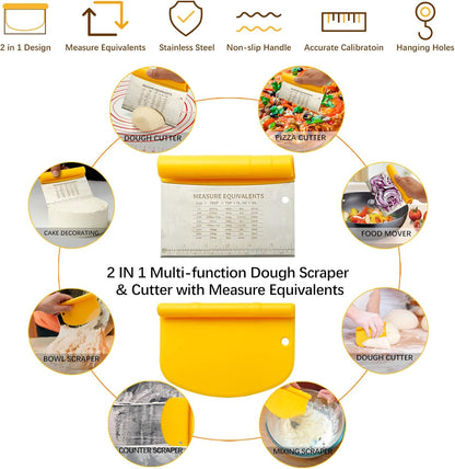 Adjustable Roller Pin - Rolling Pin Set with Adjustable Thickness and Silicone Baking Mat