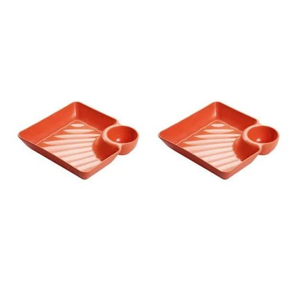 Dip Plate - Plate with Separate Sauce Compartment for Clean Eating