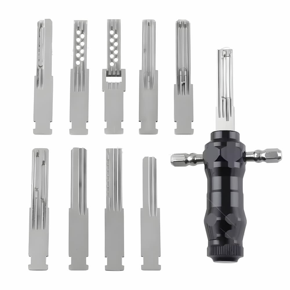 Drill chuck attachment that transforms your drill into an automatic rivet gun.