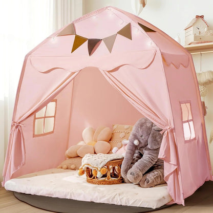 Kids Play Tent - Play Tent with Star Lights and Flags
